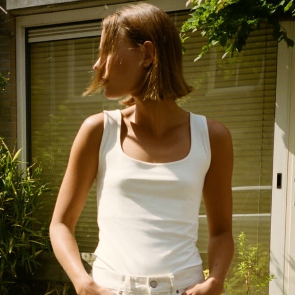 Wide Strap Polyamide Top
